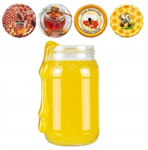 8x Słoik 900ml PSZCZOŁA PLASTER MIODU z zakrętką fi82 na MIÓD słoiki 0,9l 1