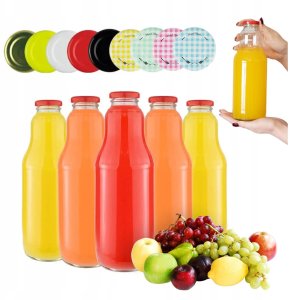 25x Butelki szklane FRUIT na sok 1L + WIECZKO 1