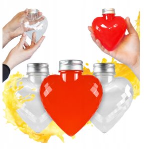 5x Butelki OZDOBNE SERCE 300ml Na Sok Wodę Alkohol Prezent Cukierki BUTELKA 1