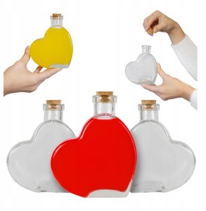 5x Butelki szklane SERCE 250ml NA PREZENT ŚLUB WESELE Nalewki Wino Sok 1
