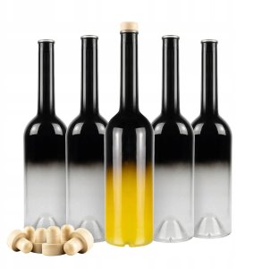 10x Szklane Butelki FENICE 700 ml CZARNA ELEGANCKA OMBRE na Alkohol Prezent 1