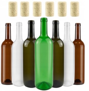 10szt BUTELKA WINO OLIWKA ZIELONA BEZBARWNA+korek 1