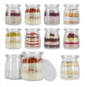 20x POJEMNIKI NA DESERY 150ml Słoik SZKLANY w PRĄŻKI Na Deserki Do Deserów 1