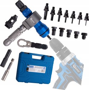 Geko Nitownica na wkrętarkę 3w1 – adapter do nitonakrętek i nitów (10) 15