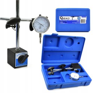 Geko Czujnik zegarowy 10/0,01 mm na statywie magnetycznym (walizka) (10) 9