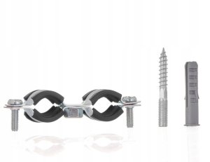 Obejma metalowa z gumą do rur podwójna 3/8" 15-19mm (200) 3