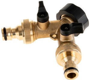 Geko Rozdzielacz 2-drożny na kran GW3/4" x 2 GZ3/4" z zaworami i szybkozłączami (10/60) 3