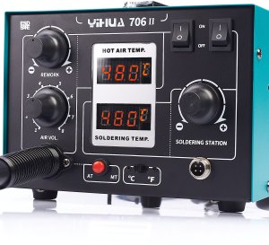 Stacja Lutownicza 2w1 Hot Air T12 Yihua 706 II Mocna Precyzyjna + Uchwyt Hot Air 2