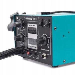 Stacja Lutownicza 2w1 Hot Air T12 Yihua 706 II Mocna Precyzyjna + Uchwyt Hot Air 4