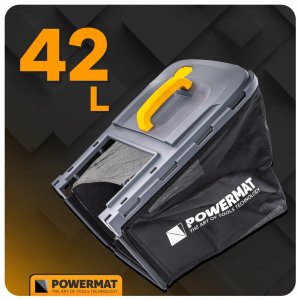 Kosiarka akumulatorowa Powermat KOSIARKA AKUMULATOROWA 20V 4AH ŁADOWARKA 2X BATERIA MOCNA DUŻY KOSZ 42L 13