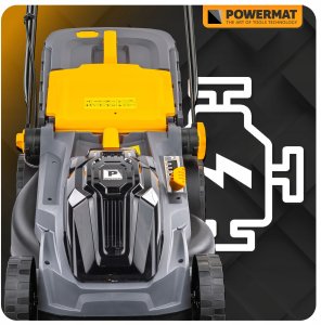 Kosiarka akumulatorowa Powermat KOSIARKA AKUMULATOROWA 20V 4AH ŁADOWARKA 2X BATERIA MOCNA DUŻY KOSZ 42L 3