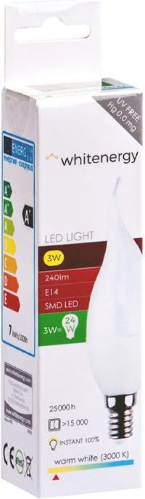 Whitenergy Żarówka LED 6 x SMD 2835, C37L, E14, 3W, ciepła biała, mleczna (10395) 4