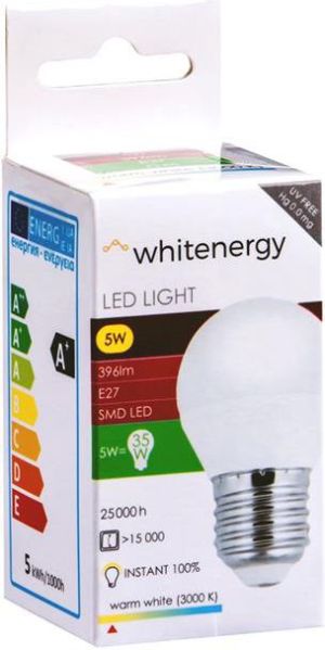 Whitenergy żarówka LED E27, 10 x SMD 3528, 5W, ciepła biała, kula, G45 (10361) 5