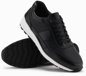 Buty męskie sneakersy sportowe ze skóry ekologicznej  czarne V2 OM-FOSL-0181 43 2