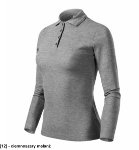 Pique Polo LS - ADLER - Pique Polo LS - Koszulka polo damska, 200 g/m2, 65 % bawełna, 35 % poliester, 85 % bawełna, 15 % - ciemnoszary melanż M 1