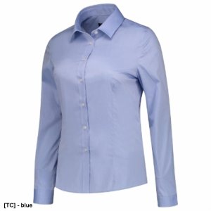 Fitted Stretch Blouse - ADLER - Fitted Stretch Blouse - Koszula damska, 110 g/m2, 68 % bawełna, 29 % poliester, 3 % elastan - blue 36 1