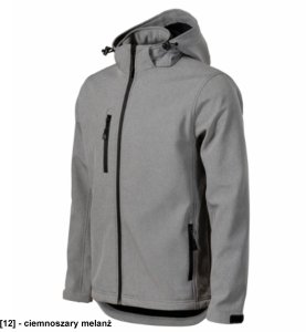 Kurtka męska MALFINI Performance 522 - ADLER - Softshell kurtka męska, 300 g/m2, 6% elastan, 94% poliester, - ciemnoszary melanż - rozmiar 3XL 3
