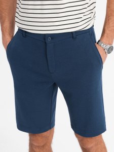 Szorty męskie SLIM FIT ze strukturalnej dzianiny  granatowe V1 OM-SRCS-0169 M 2