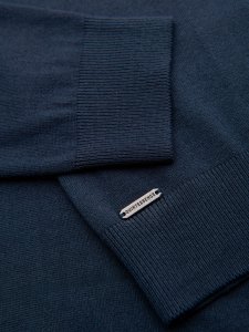 Dzianinowy monochromatyczny męski kardigan z wiskozą  granatowy V1 OM-SWCD-0126 M 8