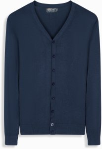 Dzianinowy monochromatyczny męski kardigan z wiskozą  granatowy V1 OM-SWCD-0126 M 9