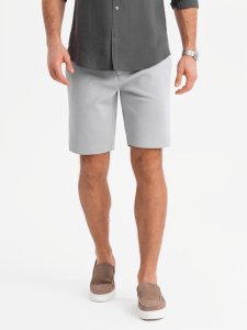 Męskie szorty ze strukturalnej dzianiny SLIM FIT  jasnoszare V4 OM-SRCS-0169 S 1