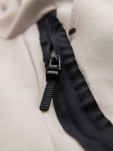 Męskie spodnie dresowe ze ściągaczami i ozdobnym zamkiem  piaskowe V6 OM-PASK-0226 XL 11