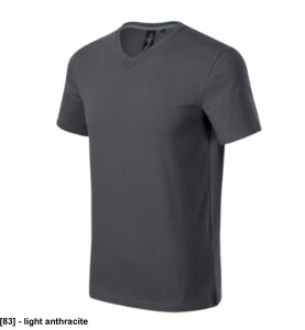 Action V-neck - ADLER - Action V-neck - Koszulka męska, 180 g/m2, 95 % bawełna, 5 % elastan - light anthracite S 1