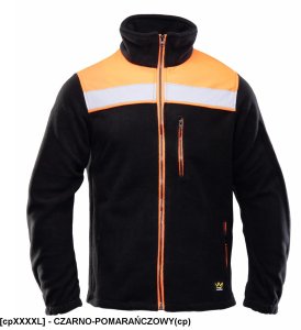 ORPO - POLAR RIVAL wzmocnienia z materiału OXFORD 3 kieszenie zapinany na zamek polar 100%  320 g/m2 pasy odblaskowe - CZARNO-POMARAŃCZOWY(cp) S 1
