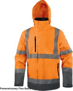 TRACK - kurtka ostrzegawcza ocieplana z poliestru powlekanego PU 4 kieszenie. tkanina pikowana, poliester ripstop - żółty fluo-szary 4XL 4