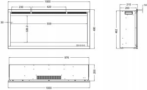 Aflamo ROYAL 3D 100 cm, Kominek elektryczny LED do zabudowy 10