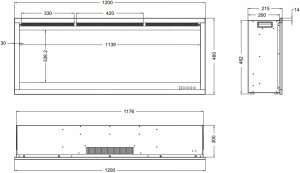 Aflamo ROYAL 3D 120 cm, Kominek elektryczny LED do zabudowy 10
