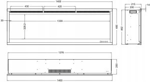 Aflamo ROYAL 3D 140 cm, Kominek elektryczny LED do zabudowy 10
