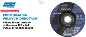 NORTON TARCZA DO SZLIFOWANIA VULCAN 125mm x 6,4mm A30S DO METALU  /25szt. 1