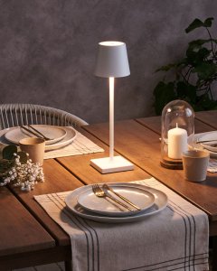 Lampa stołowa Beliani Bezprzewodowa lampa stołowa LED BACEIRO Ze ściemniaczem Metal Biały 2