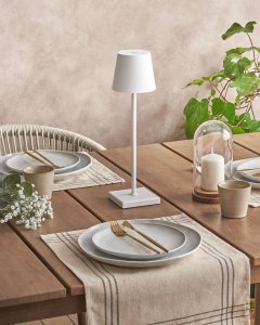 Lampa stołowa Beliani Bezprzewodowa lampa stołowa LED BACEIRO Ze ściemniaczem Metal Biały 4