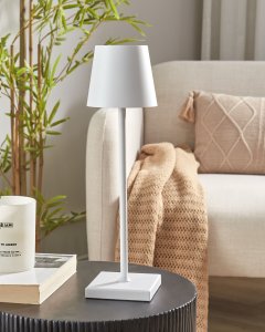 Lampa stołowa Beliani Bezprzewodowa lampa stołowa LED BACEIRO Ze ściemniaczem Metal Biały 6