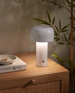 Lampa stołowa Beliani Bezprzewodowa lampa stołowa LED BESOS Ze ściemniaczem Metal Biały 5