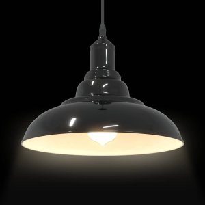 Lampa wisząca vidaXL Lampa wisząca z regulacją wysokości E27 połysk czarny metal 6