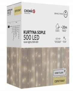 ExtraLink Extralink | Kurtyna sople | 500L zimny biały + zimny flash, dł. 3 + 20 m 12