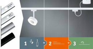 Szynoprzewód URail system 0,1m 230V biały RAL9003 / metal 7