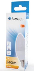 ŻARÓWKA LED ŚWIECA C37 E14 8W CIEPŁA LL2145 2