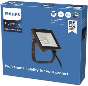LED spotlight PHILIPS, IP65, 20W, 3000 K, 1800 lm, black, 14 x 2.9 x 12.5 cm 3