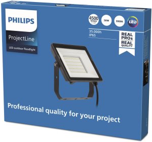 LED spotlight PHILIPS, IP65, 50W, 3000 K, 4500 lm, black, 22.3 x 3.1 x 18.3 cm 3