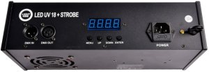 LIGHT4ME LED UV 18x3W reflektor + stroboskop DMX 5