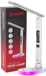 Lampka na biurko LED HAWK HW-LAMP03 nocna z ładowarką budzik zegar 1