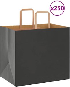 Torby papierowe 250 szt. z uchwytami czarne 32x22x28 cm 1