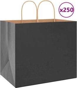 Torby papierowe 250 szt. z uchwytami czarne 32x22x28 cm 1