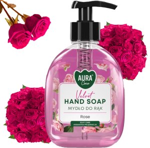 AURA Zestaw 3x300 ml Care Mydło Do Rąk Z Dozownikiem Lawenda Róża Wanilia 11