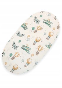 Prześcieradło bawełniane do kosza Mojżesza Boho wózka gondoli 75x35 cm - Sky adventure 1