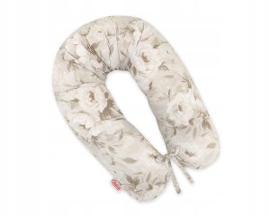 Poduszka ciążowa Longer dla kobiet w ciąży do spania - Peonies beige 1